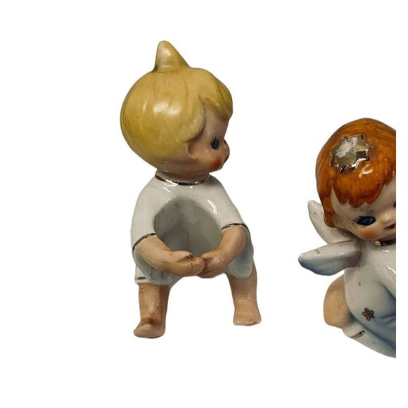 Vintage Lefton Angel Candle Holder Ceramic Set 3" x 3.5" - Picture 3 of 11